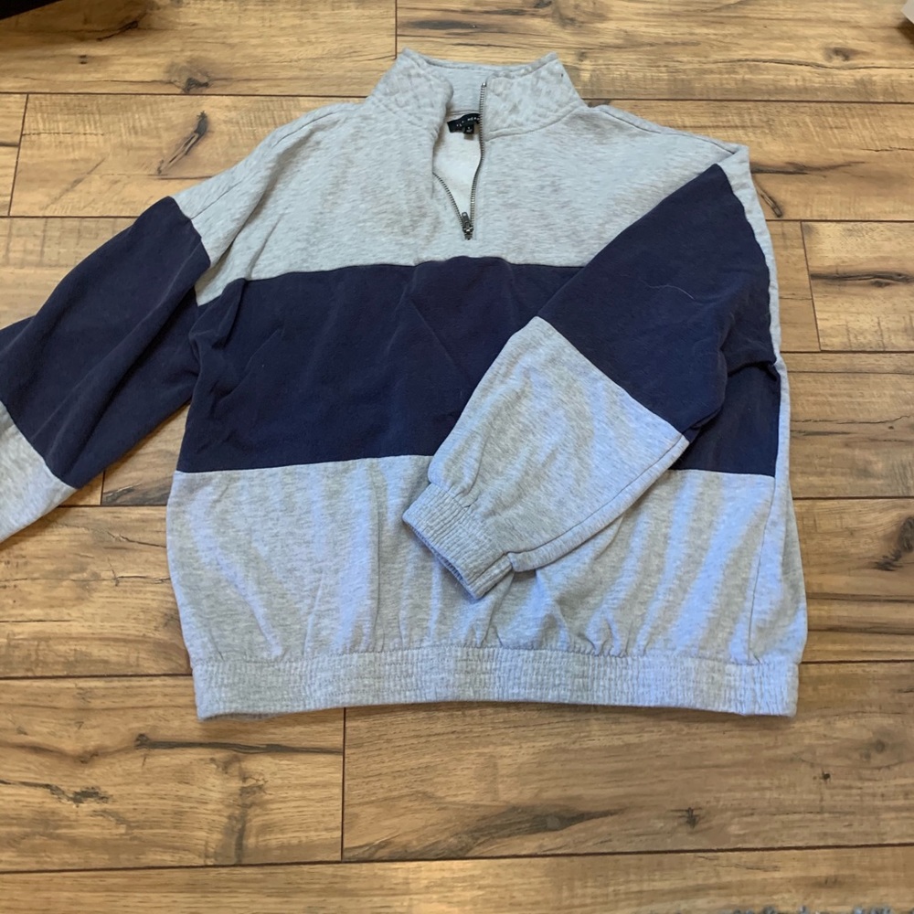 Striped three quarter zip